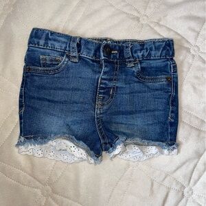 Toddler Girl Cat & Jack Blue Denim Shorts with White Lace Trim